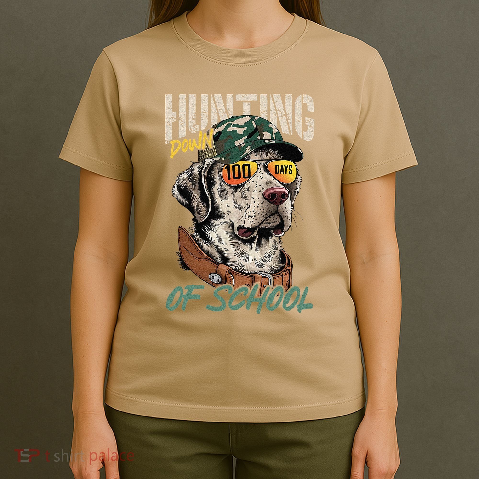 100 Days Of School Dog Hunting Deer Hunting 100th Day Boy T-Shirt