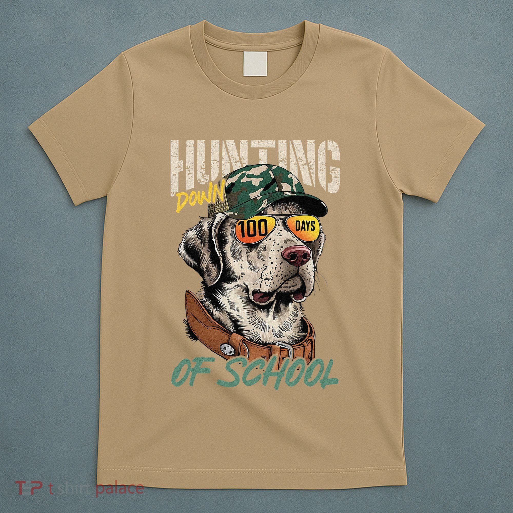 100 Days Of School Dog Hunting Deer Hunting 100th Day Boy T-Shirt