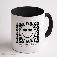 100 Days Of School Retro Smiley Heart Coffee Mug thumb 1