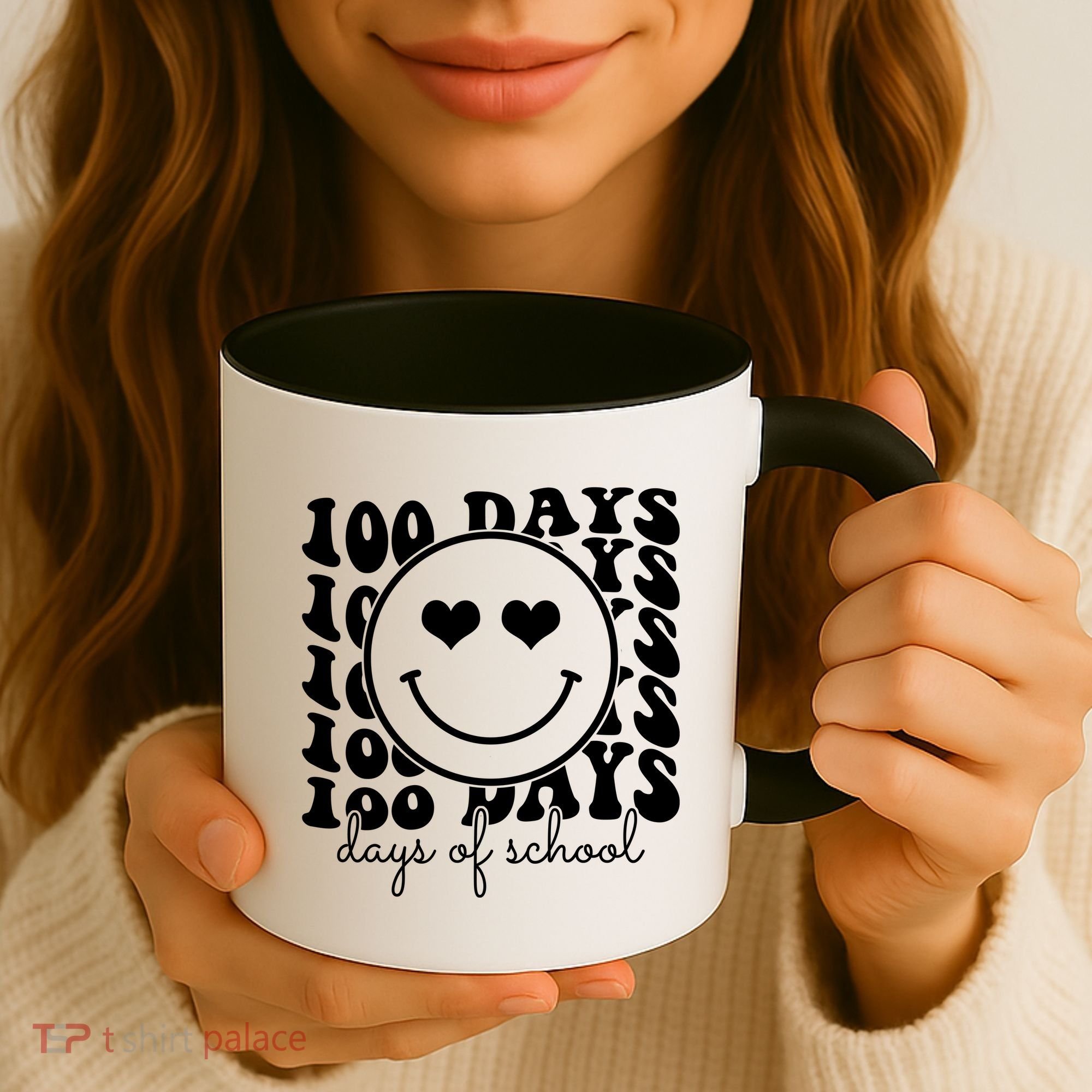 100 Days Of School Retro Smiley Heart Coffee Mug