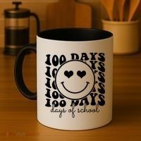 100 Days Of School Retro Smiley Heart Coffee Mug thumb 4