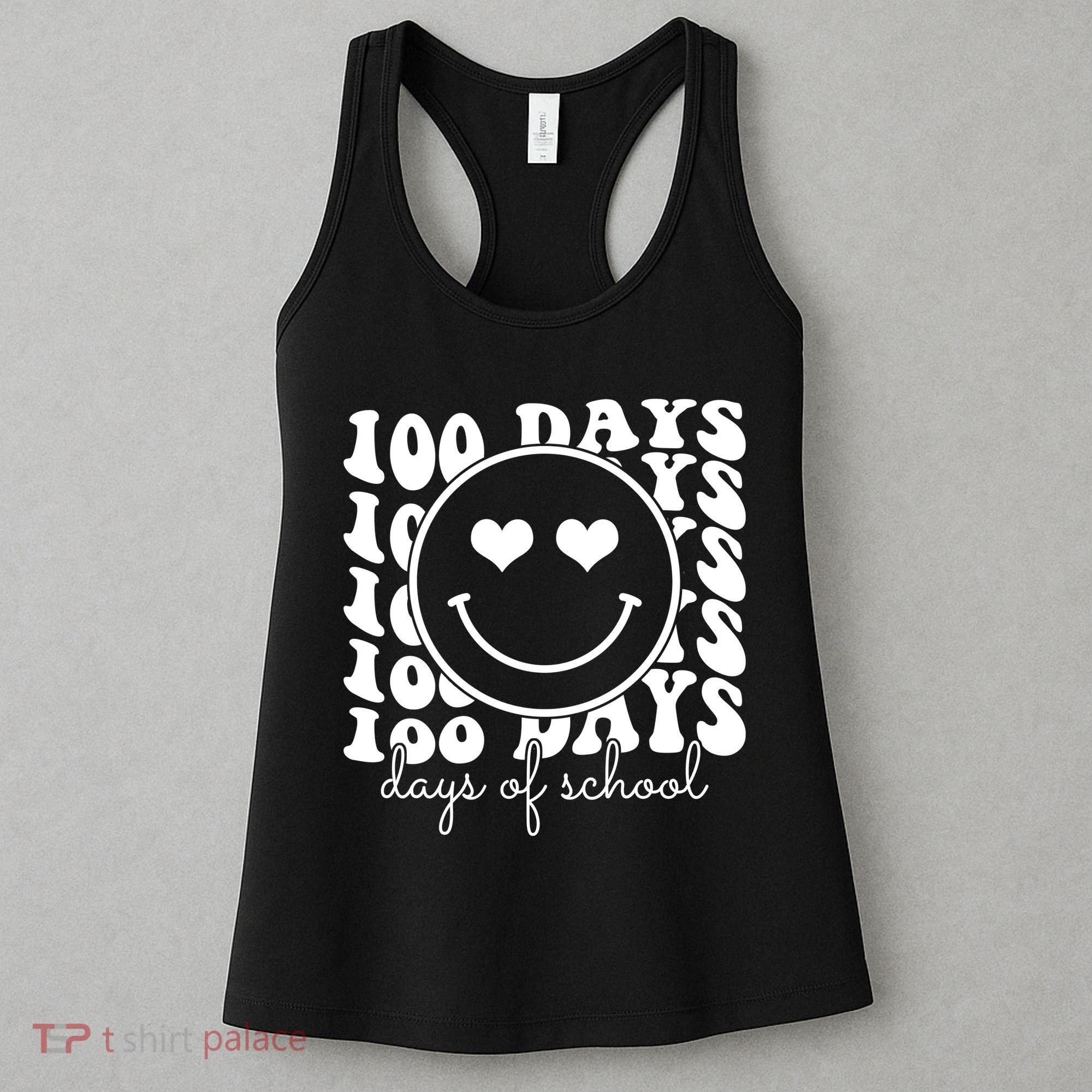 100 Days Of School Retro Smiley Heart Women's Tank Top