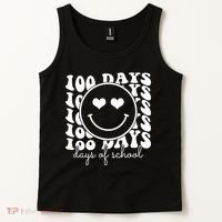 100 Days Of School Retro Smiley Heart Tank Top thumb 2