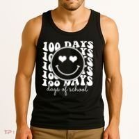 100 Days Of School Retro Smiley Heart Tank Top thumb 3