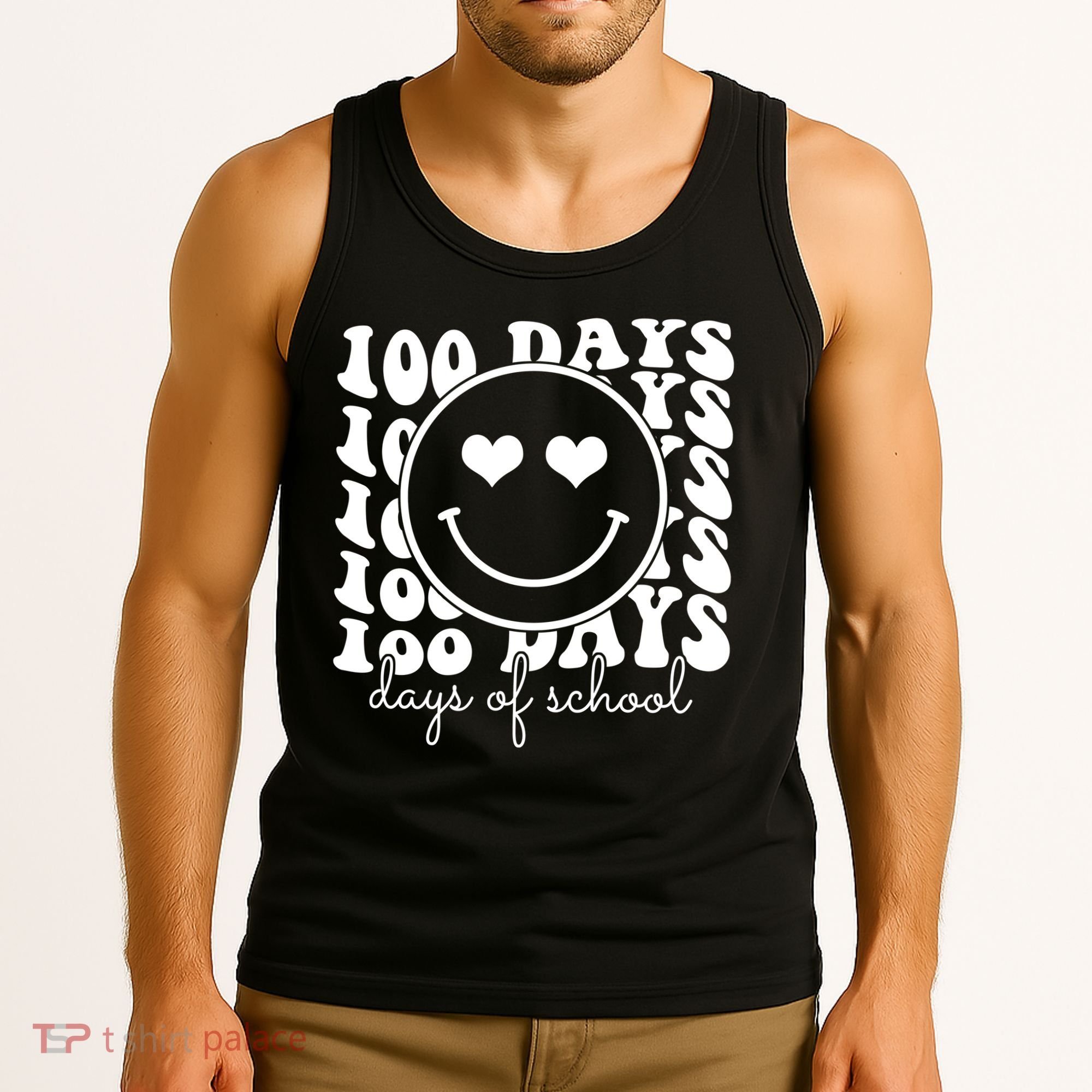 100 Days Of School Retro Smiley Heart Tank Top