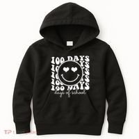 100 Days Of School Retro Smiley Heart Kids Hoodie thumb 0