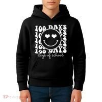 100 Days Of School Retro Smiley Heart Kids Hoodie thumb 4