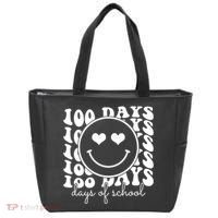 100 Days Of School Retro Smiley Heart Tote Bag thumb 0
