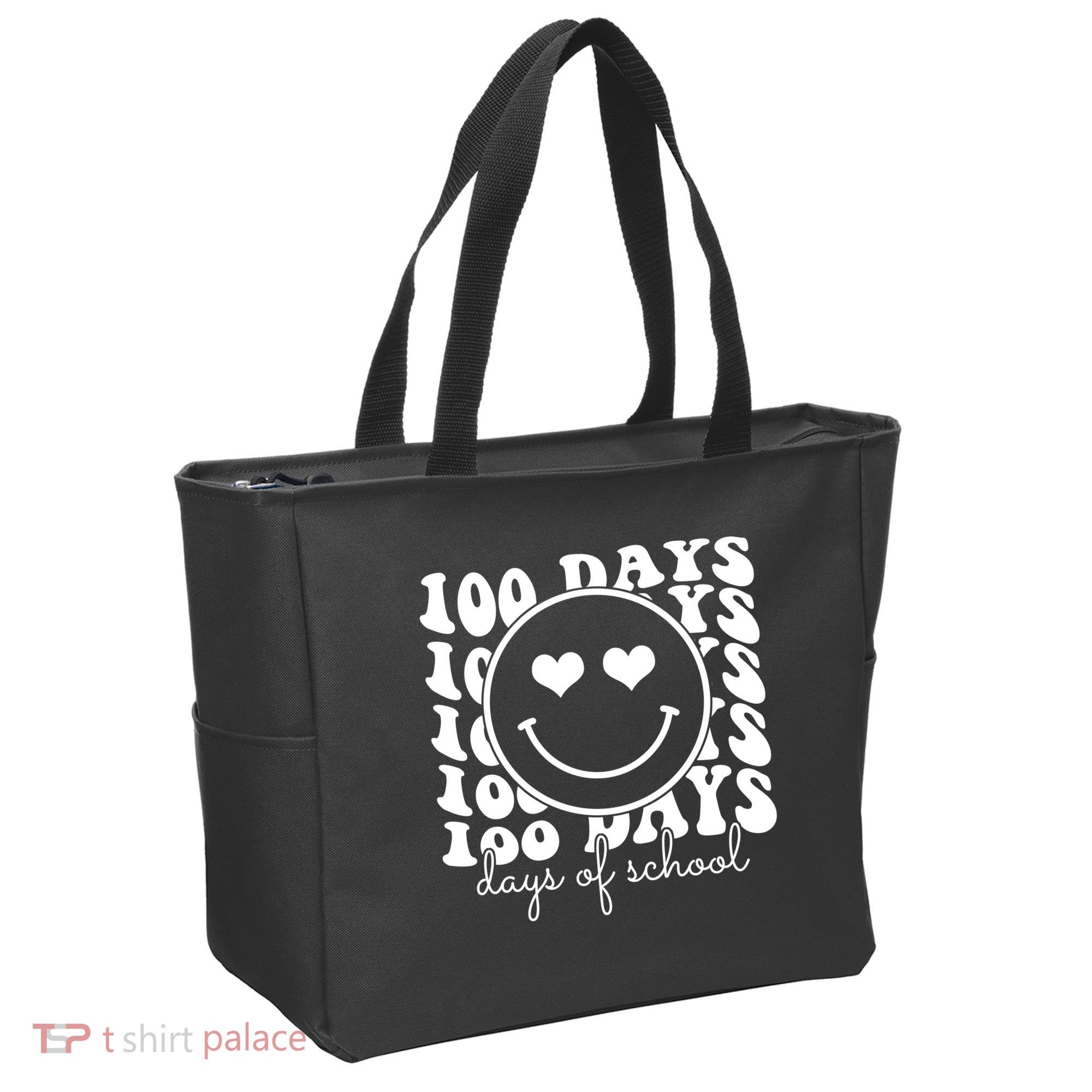 100 Days Of School Retro Smiley Heart Tote Bag