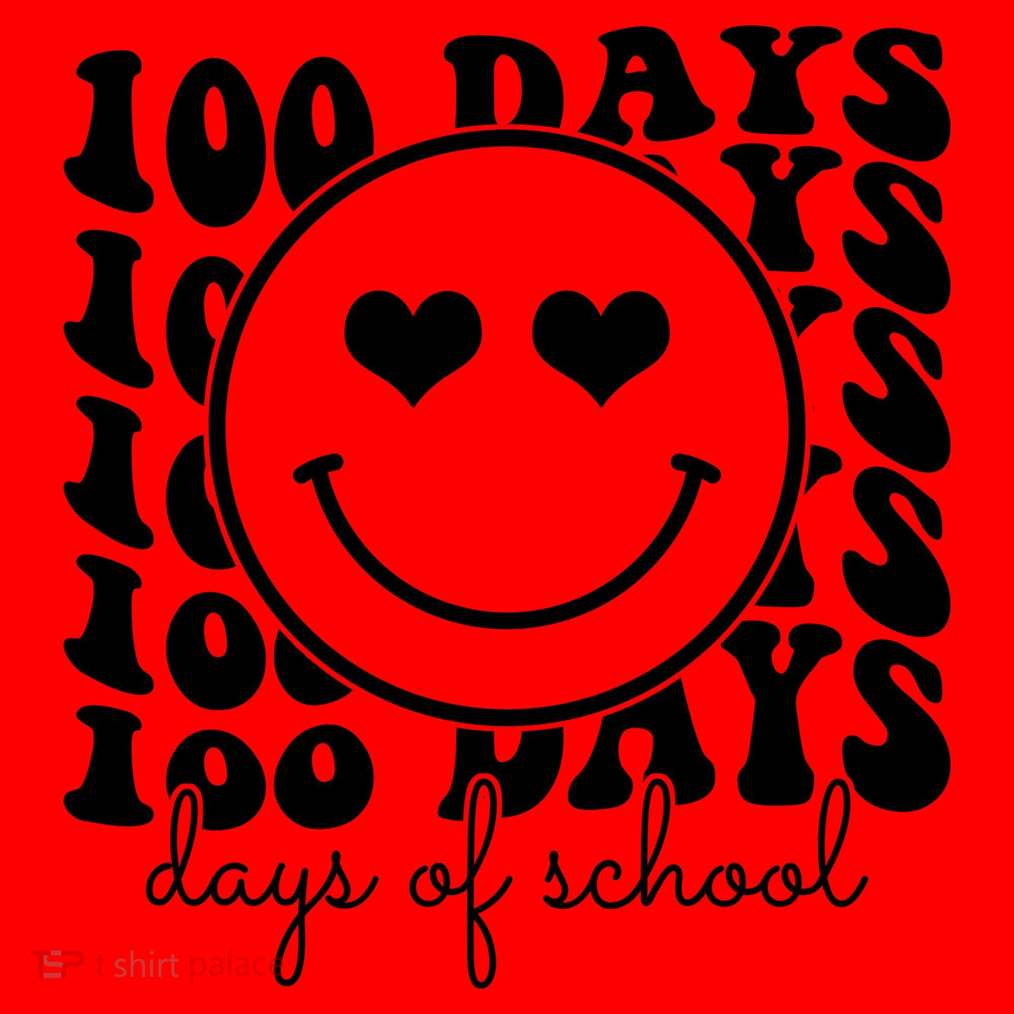 100 Days Of School Retro Smiley Heart Santa Hat