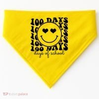 100 Days Of School Retro Smiley Heart USA-Made Doggie Bandana thumb 0