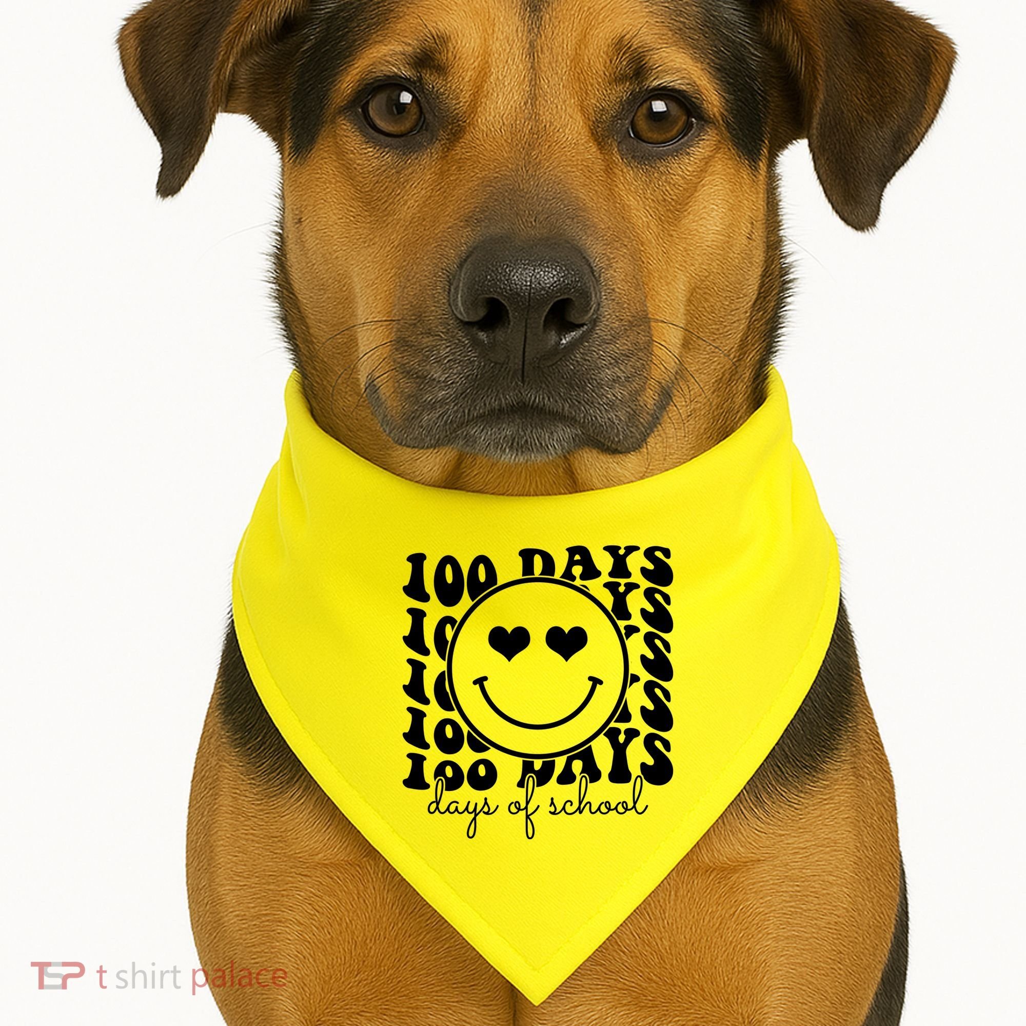 100 Days Of School Retro Smiley Heart USA-Made Doggie Bandana