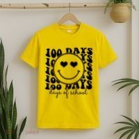 100 Days Of School Retro Smiley Heart T-Shirt thumb 2