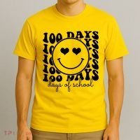 100 Days Of School Retro Smiley Heart T-Shirt thumb 3