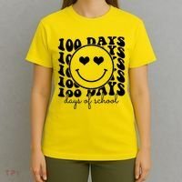 100 Days Of School Retro Smiley Heart T-Shirt thumb 4