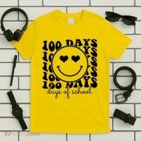 100 Days Of School Retro Smiley Heart T-Shirt thumb 5