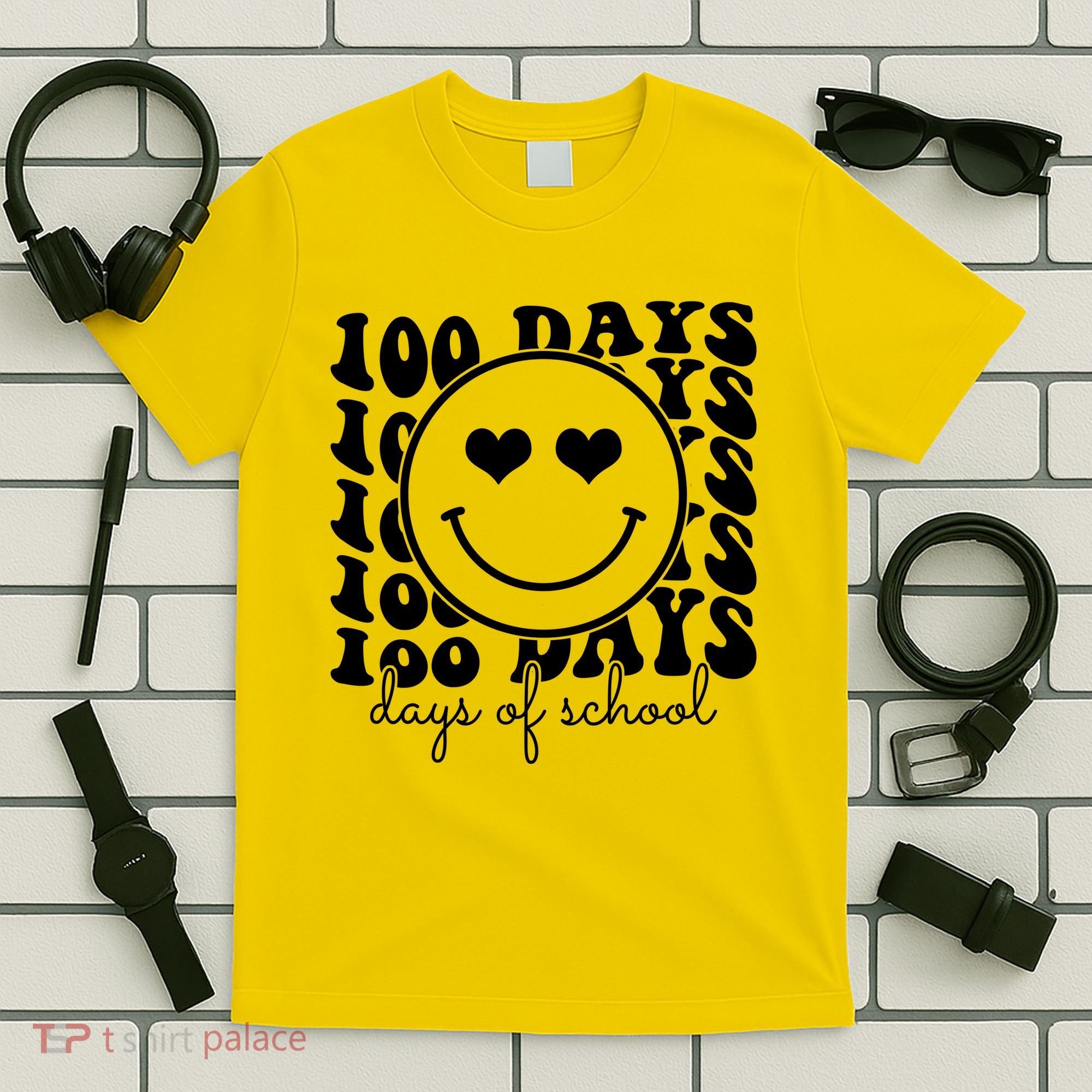100 Days Of School Retro Smiley Heart T-Shirt