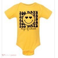 100 Days Of School Retro Smiley Heart Baby Bodysuit thumb 0