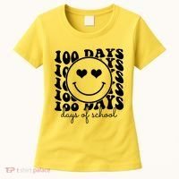 100 Days Of School Retro Smiley Heart Women's T-Shirt thumb 0
