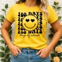100 Days Of School Retro Smiley Heart Women's T-Shirt thumb 2