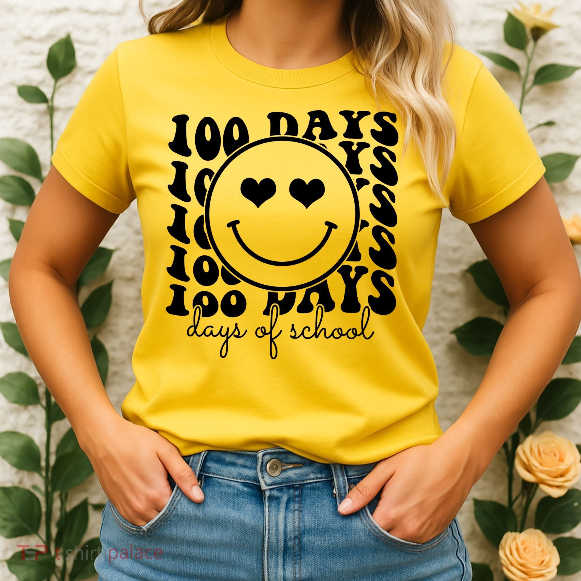 100 Days Of School Retro Smiley Heart Women's T-Shirt