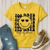 100 Days Of School Retro Smiley Heart Women's T-Shirt thumb 3