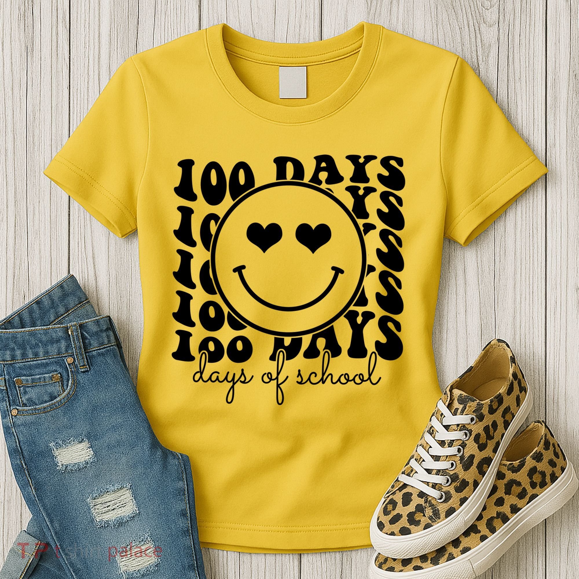 100 Days Of School Retro Smiley Heart Women's T-Shirt