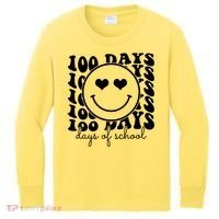 100 Days Of School Retro Smiley Heart Kids Long Sleeve Shirt thumb 0