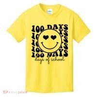 100 Days Of School Retro Smiley Heart Kids T-Shirt thumb 0