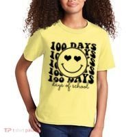 100 Days Of School Retro Smiley Heart Kids T-Shirt thumb 2