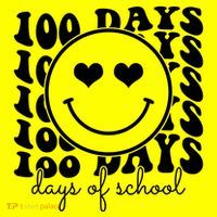 100 Days Of School Retro Smiley Heart Kids T-Shirt thumb 4
