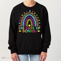 100 Days Of School Teacher Rainbow 100th Day Leopard Student Women's Sweatshirt thumb 0