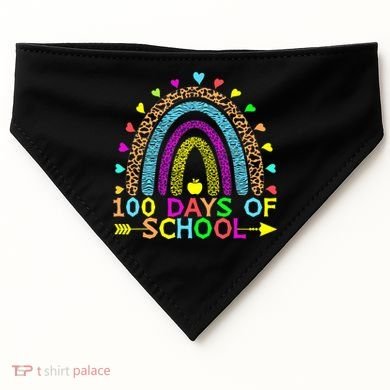 100 Days Of School Teacher Rainbow 100th Day Leopard Student USA-Made Doggie Bandana