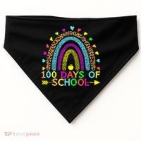 100 Days Of School Teacher Rainbow 100th Day Leopard Student USA-Made Doggie Bandana thumb 0