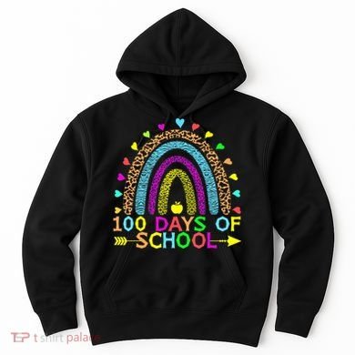 100 Days Of School Teacher Rainbow 100th Day Leopard Student Hoodie