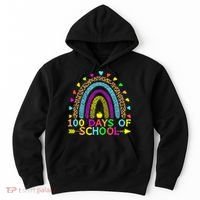 100 Days Of School Teacher Rainbow 100th Day Leopard Student Hoodie thumb 0
