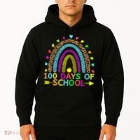 100 Days Of School Teacher Rainbow 100th Day Leopard Student Hoodie thumb 2