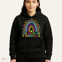 100 Days Of School Teacher Rainbow 100th Day Leopard Student Hoodie thumb 5