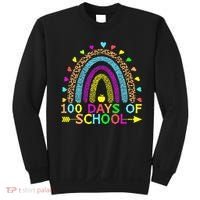 100 Days Of School Teacher Rainbow 100th Day Leopard Student Sweatshirt thumb 0