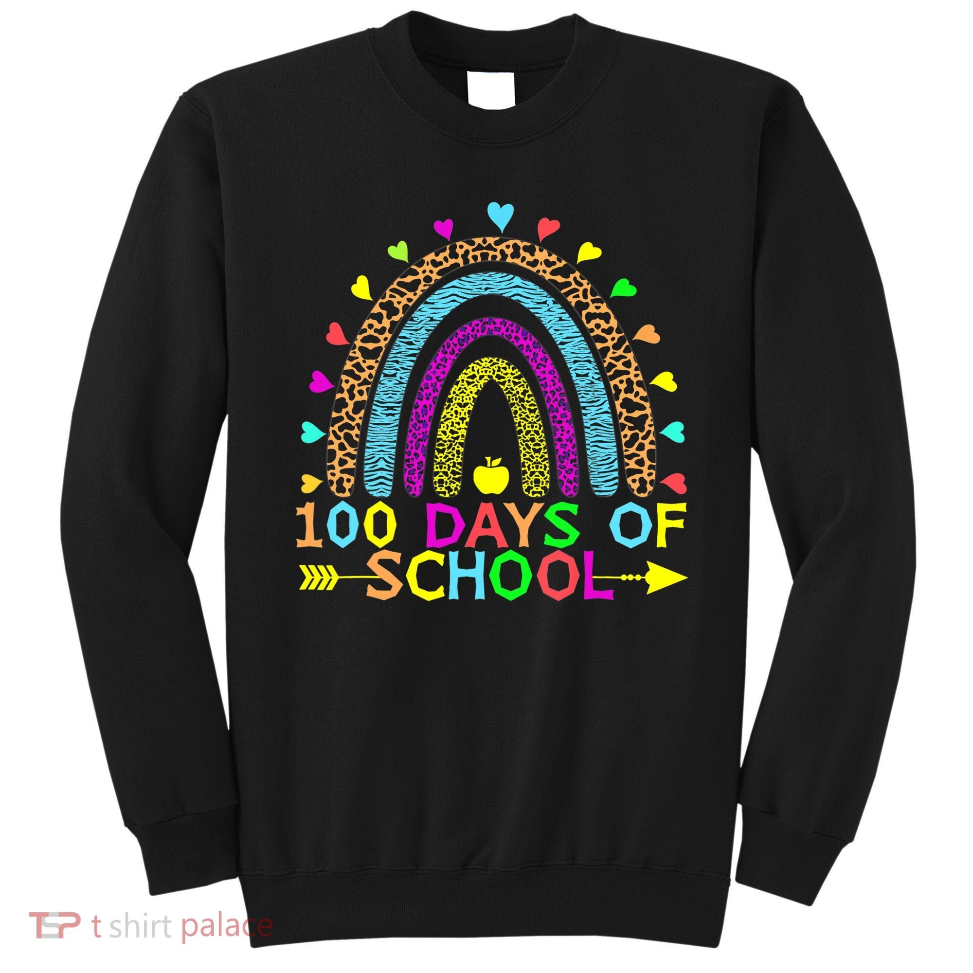 100 Days Of School Teacher Rainbow 100th Day Leopard Student Sweatshirt