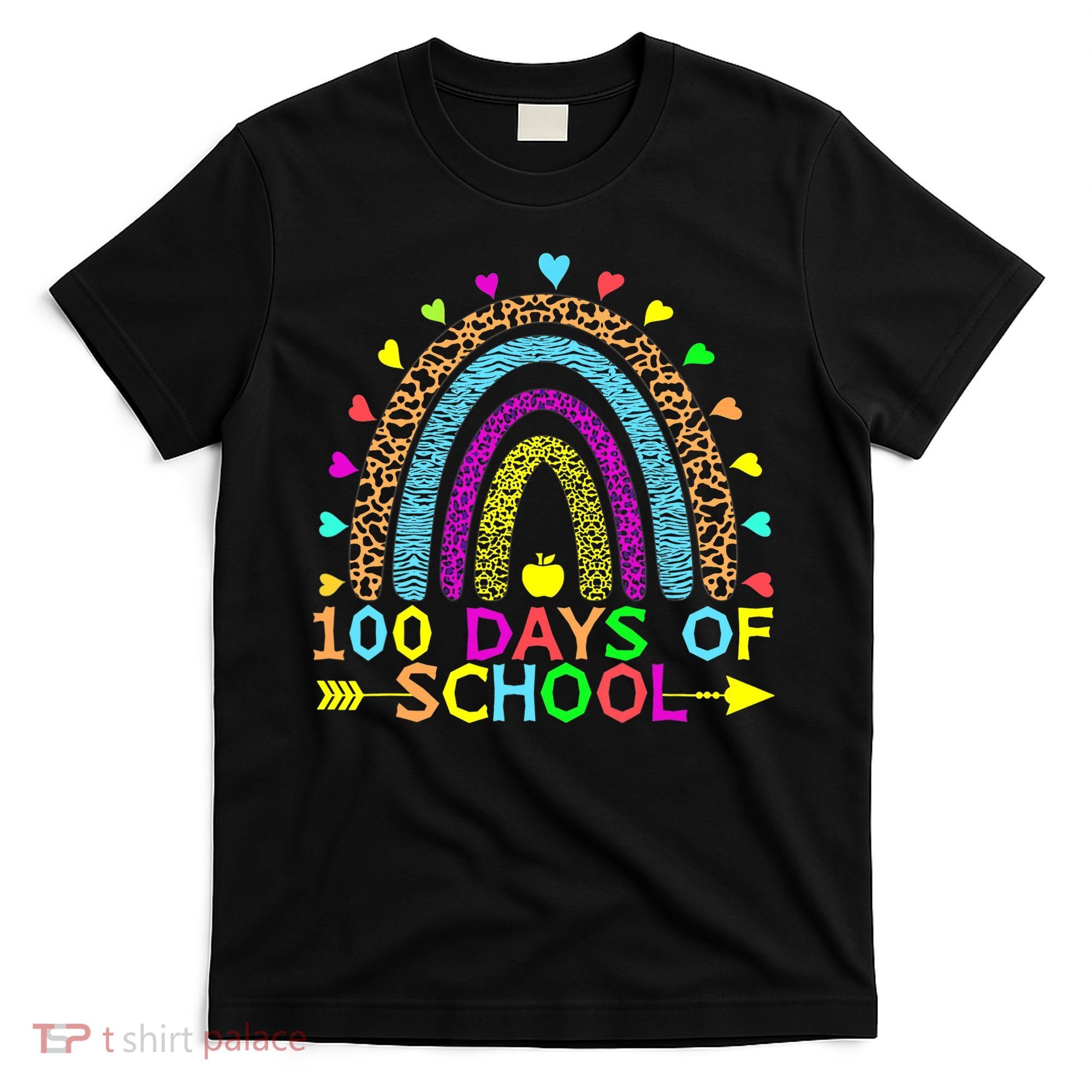 100 Days Of School Teacher Rainbow 100th Day Leopard Student T-Shirt