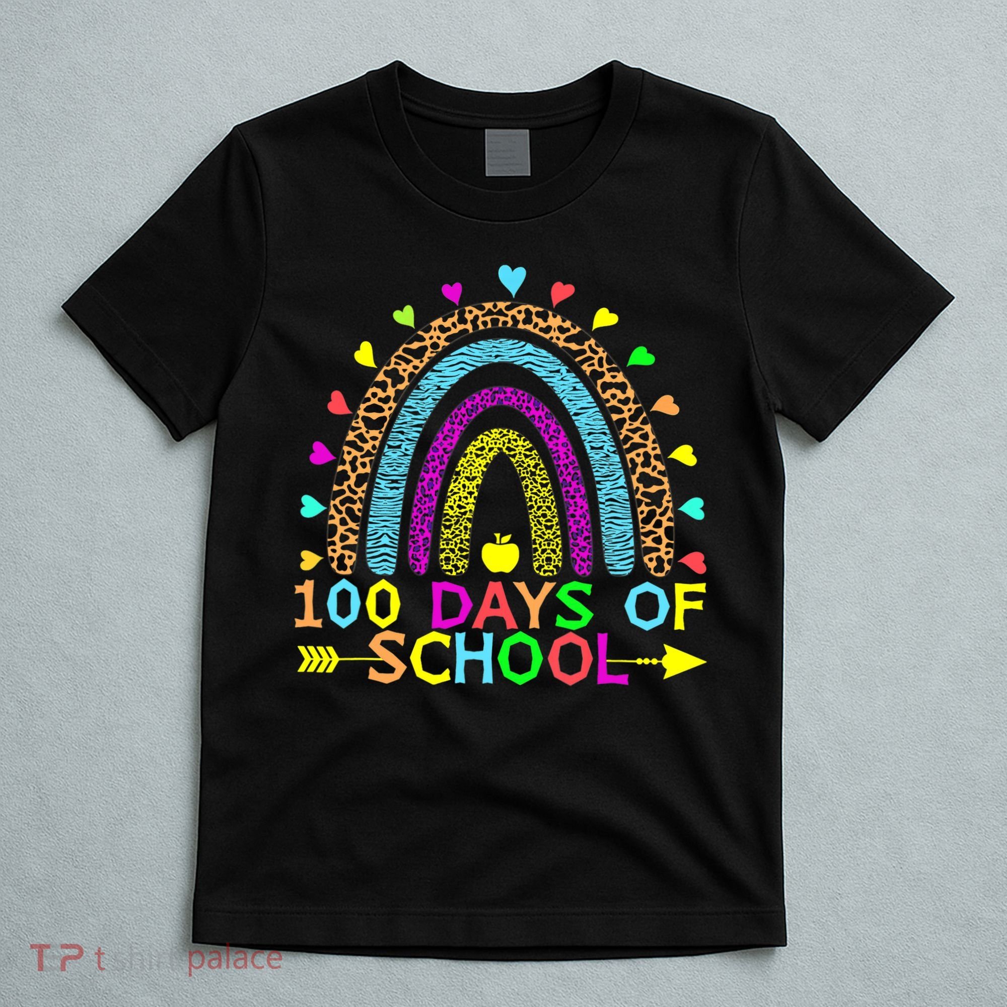 100 Days Of School Teacher Rainbow 100th Day Leopard Student T-Shirt
