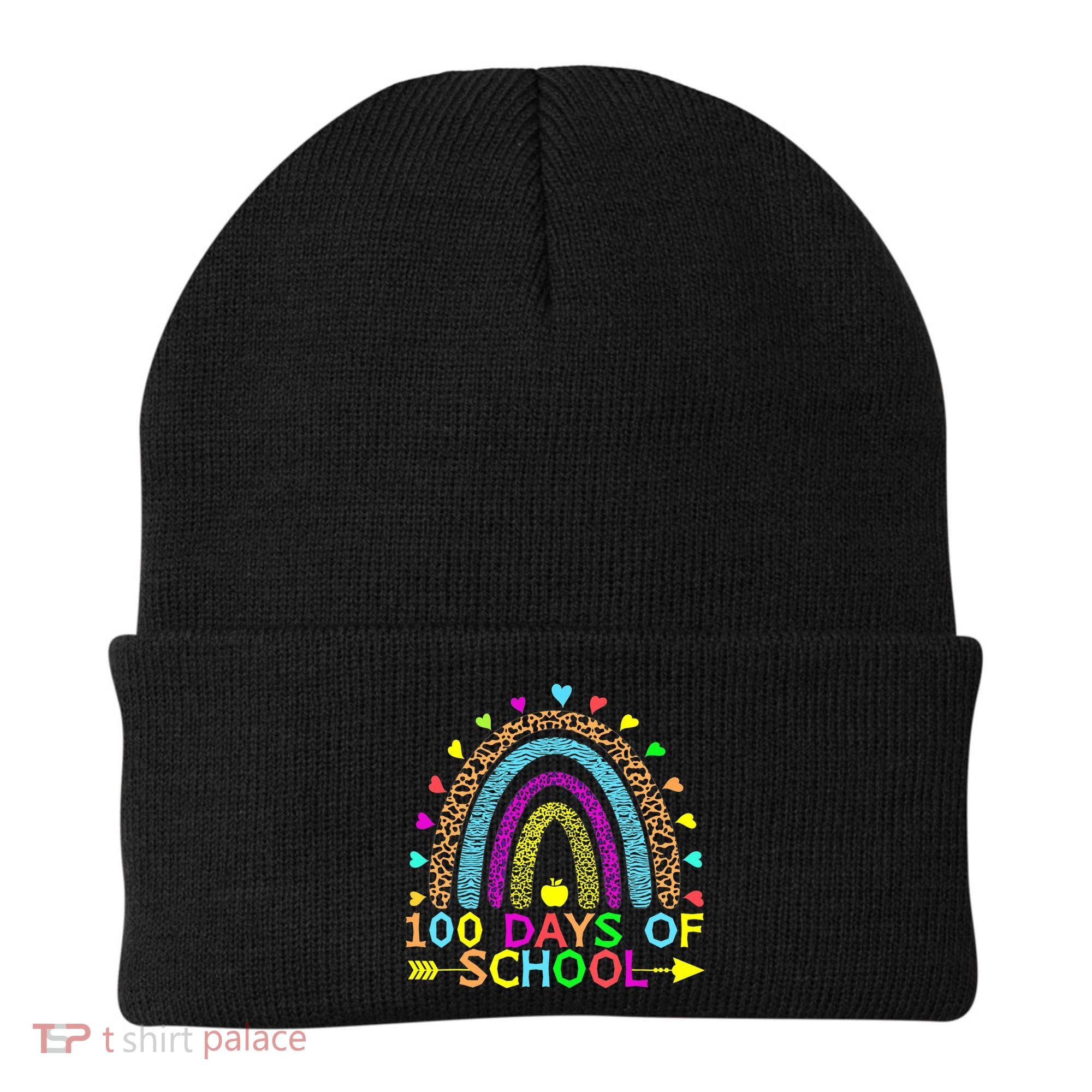 100 Days Of School Teacher Rainbow 100th Day Leopard Student Beanie