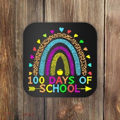 100 Days Of School Teacher Rainbow 100th Day Leopard Student Coaster