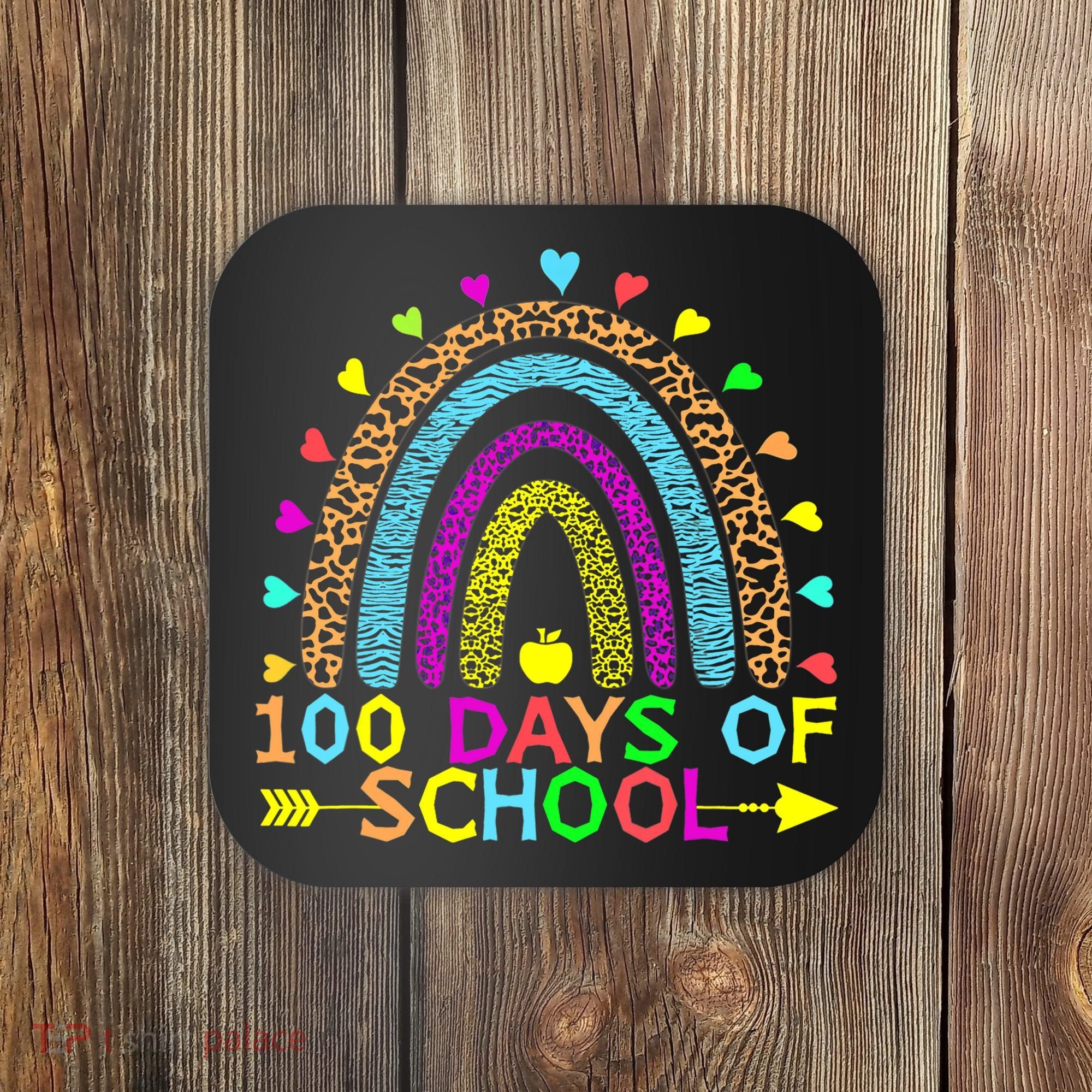 100 Days Of School Teacher Rainbow 100th Day Leopard Student Coaster