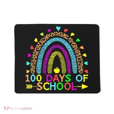 100 Days Of School Teacher Rainbow 100th Day Leopard Student Mousepad