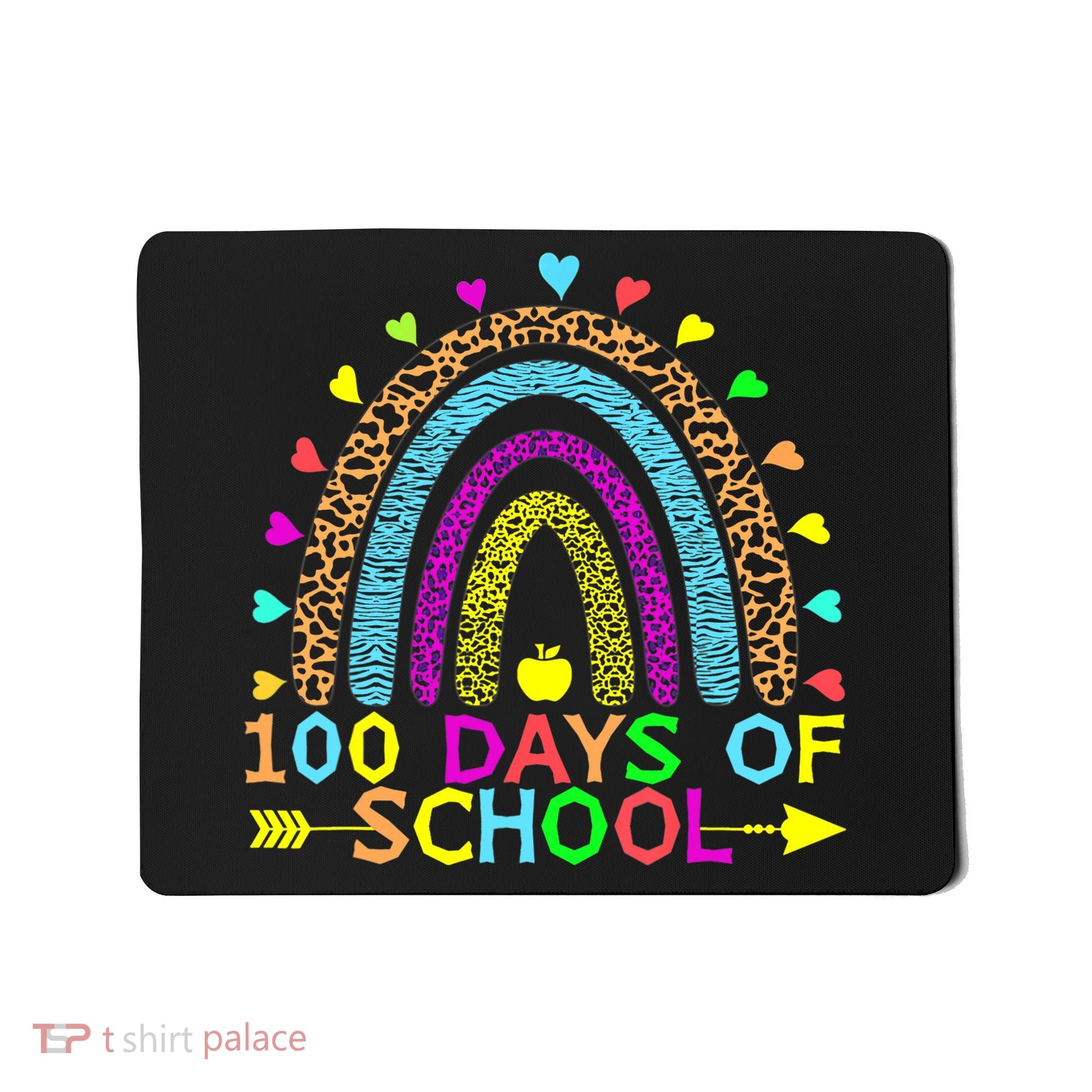 100 Days Of School Teacher Rainbow 100th Day Leopard Student Mousepad