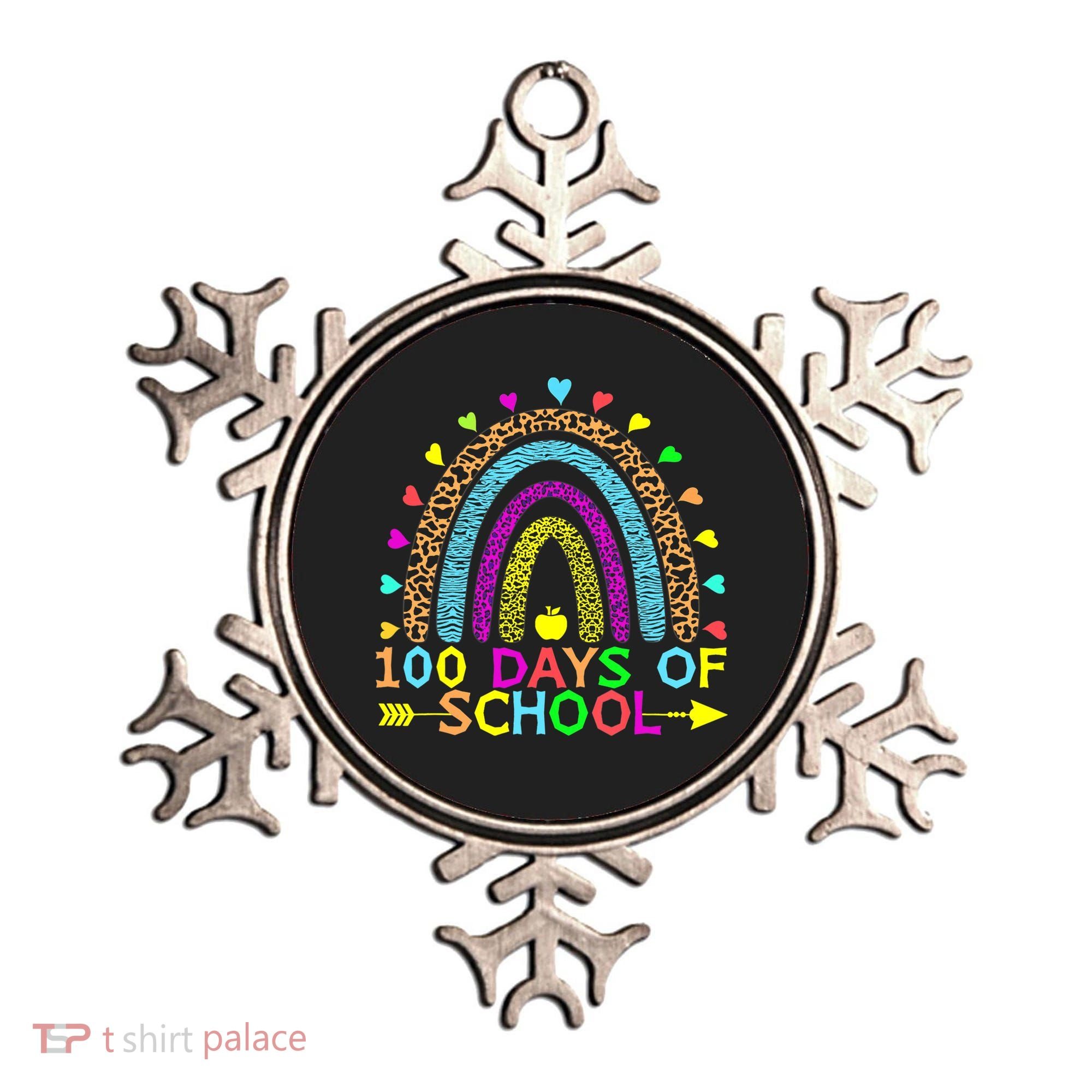 100 Days Of School Teacher Rainbow 100th Day Leopard Student Ornament