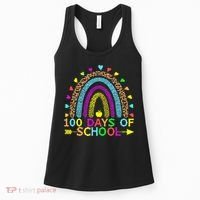 100 Days Of School Teacher Rainbow 100th Day Leopard Student Women's Tank Top thumb 0