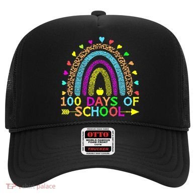 100 Days Of School Teacher Rainbow 100th Day Leopard Student Hat